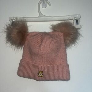 Teddy Fresh Pink Knit Hat with Pom Poms